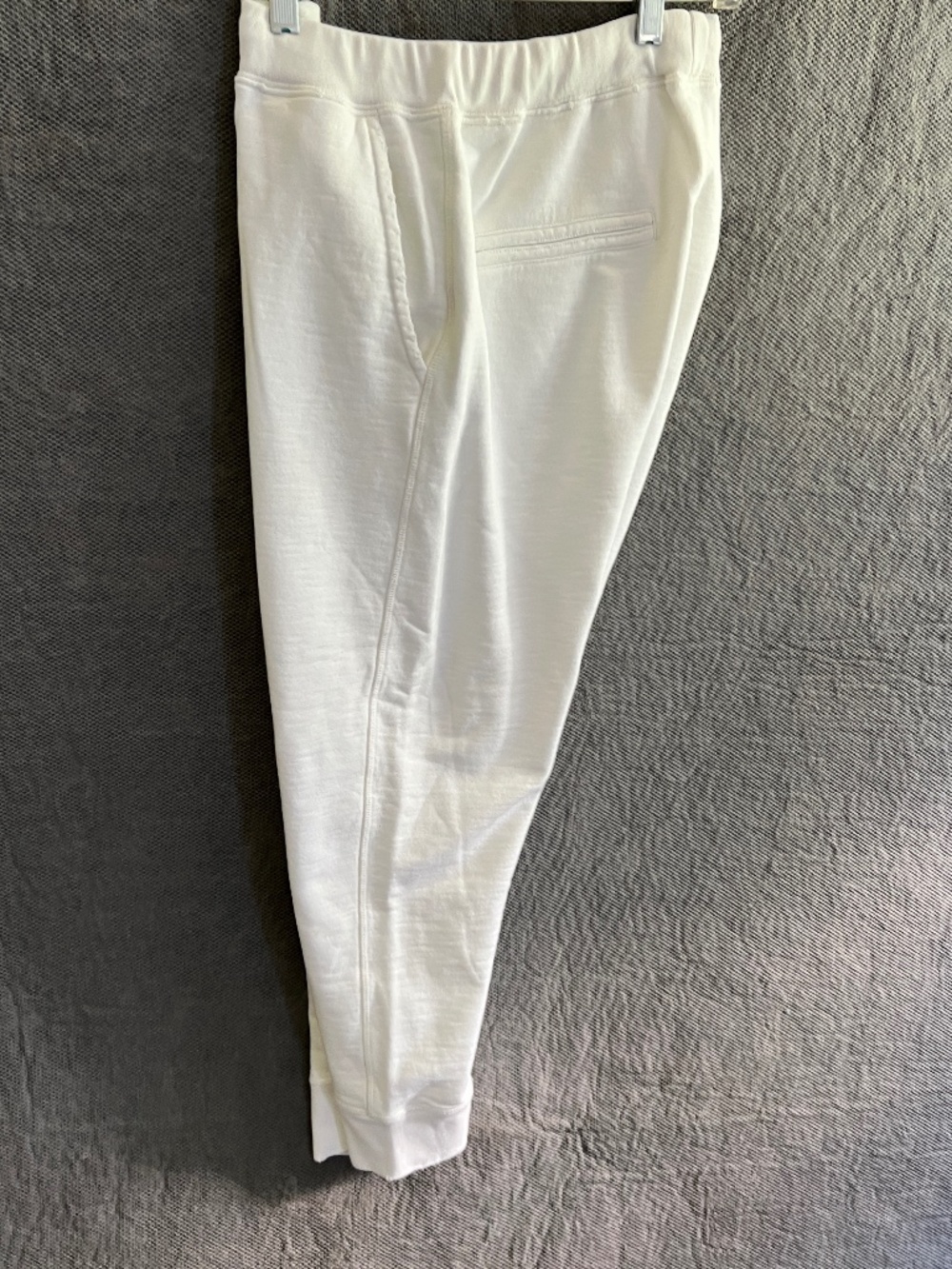 LEALLO Size L ~ Off White Tapered 100% Slub Cotton Drawstring Sweatpants Pockets